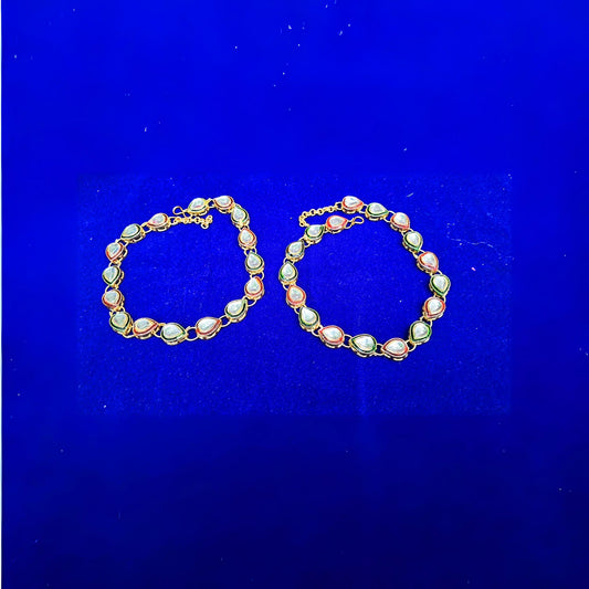 Multi Kunden Stud Brass Anklet Pack Of-2 (sku-anks329)