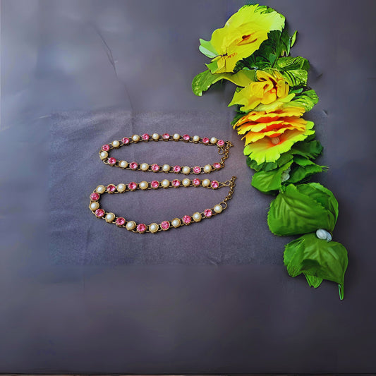 Multi Stone Stud Brass Anklet Pack Of-2 (sku-anks337)