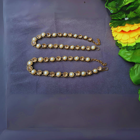 Multi Stone Stud Brass Anklet Pack Of-2 (sku-anks338)