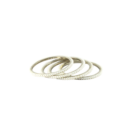 White Moti Brass Bangle With Extra Large Size (Pack Of 4) (sku-ban1079)
