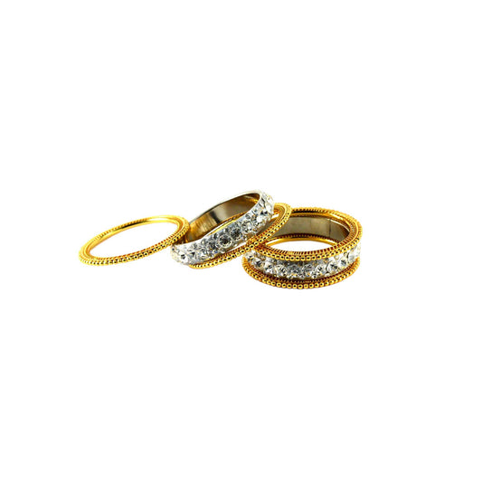 White Stone Brass Bangle With Extra Large Size (Pack Of 6) (sku-ban1218)