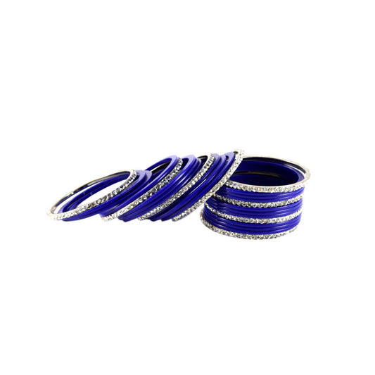 Blue Stone Acrylic-Brass Bangle With Extra Large Size (Pack Of 26) (sku-ban1275)