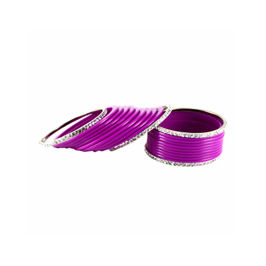 Rani Stone Acrylic-Brass Bangle With Extra Large Size (Pack Of 22) (sku-ban1279)