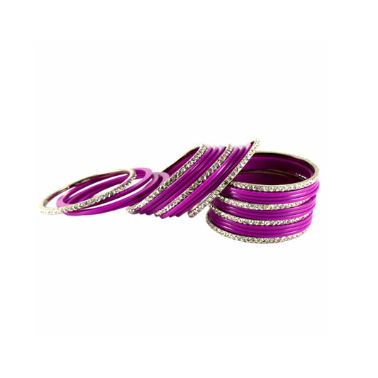 Rani Stone Acrylic-Brass Bangle With Extra Large Size (Pack Of 26) (sku-ban1280)