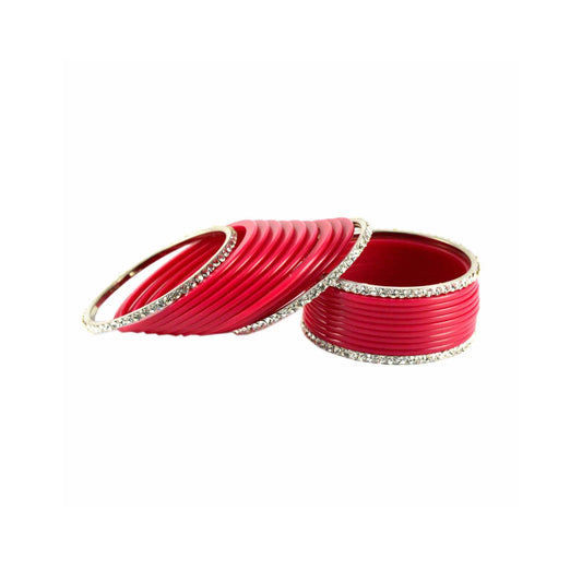 Gajari Stone Acrylic-Brass Bangle With Extra Large Size (Pack Of 22) (sku-ban1282)