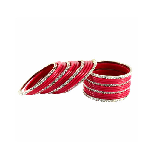 Gajari Stone Acrylic-Brass Bangle With Extra Large Size (Pack Of 26) (sku-ban1283)