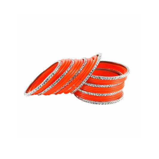 Orange Stone Acrylic-Brass Bangle With Extra Large Size (Pack Of 26) (sku-ban1286)