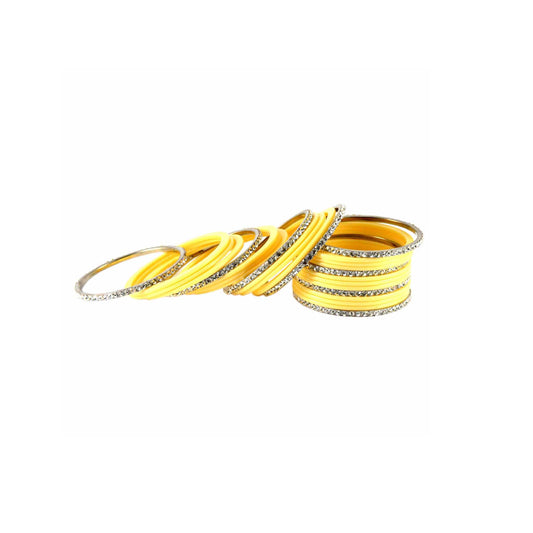 Cream Stone Acrylic-Brass Bangle With Extra Large Size (Pack Of 26) (sku-ban1292)