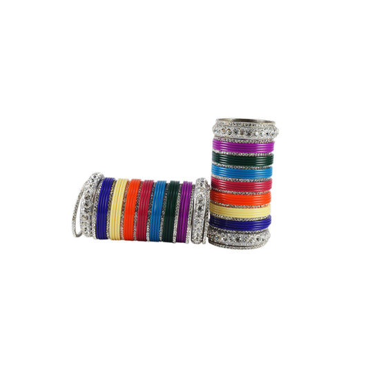 Multi Stone Acrylic-Brass Bangle With Extra Large Size (Pack Of 80) (sku-ban1296)
