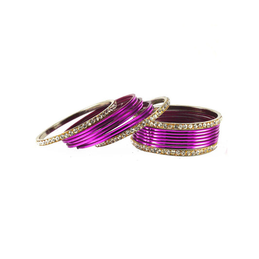 Dark Rani Stone Brass Bangle (Pack Of 16) (sku-ban1486)