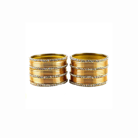 Golden Stone Brass Bangle With Extra Large Size (Pack Of 32) (sku-ban1491)