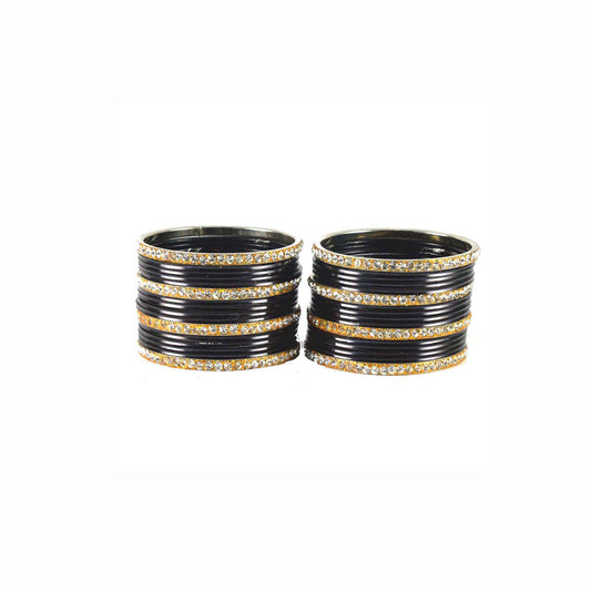 Black Stone Brass Bangle (Pack Of 32) (sku-ban1497)
