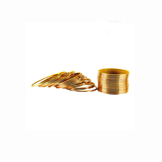 Golden Plain Brass Bangle With Extra Large Size (Pack Of 36) (sku-ban1532)