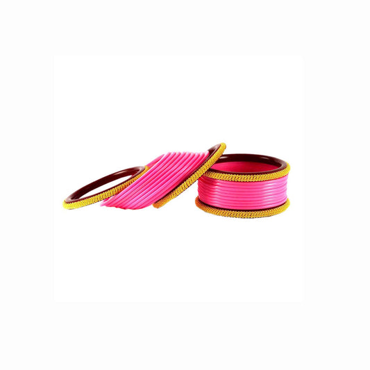 Pink Plain Acrylic Bangle With Extra Large Size (Pack Of 22) (sku-ban1551)