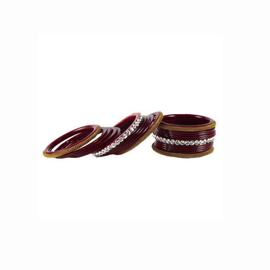 Maroon Stone Acrylic Bangle With Extra Large Size (Pack Of 22) (sku-ban1561)