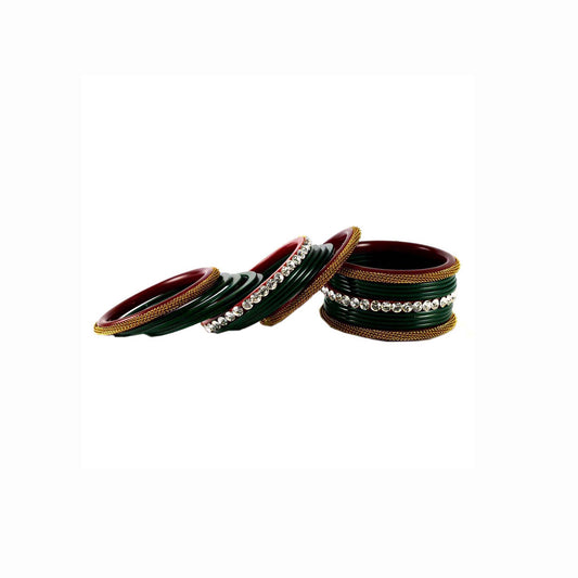 Green Stone Acrylic Bangle With Extra Large Size (Pack Of 22) (sku-ban1562)
