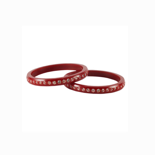 Red Stone Acrylic Bangle With Extra Large Size (Pack Of 2) (sku-ban1590)