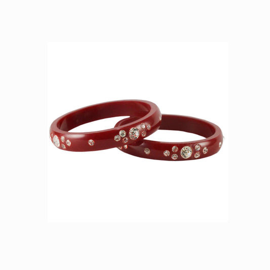 Red Stone Acrylic Bangle With Very Extra Large Size (Pack Of 2) (sku-ban1593)