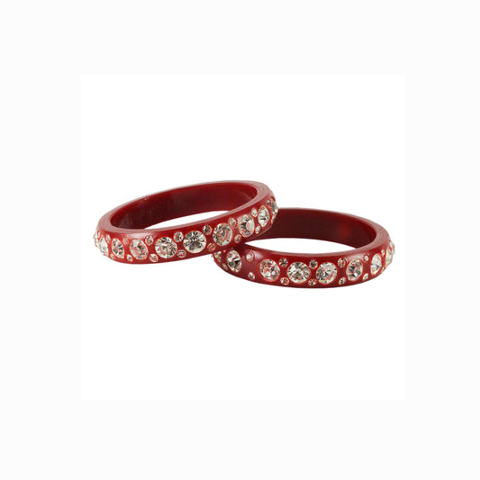 Red Stone Acrylic Bangle With Very Extra Large Size (Pack Of 2) (sku-ban1595)