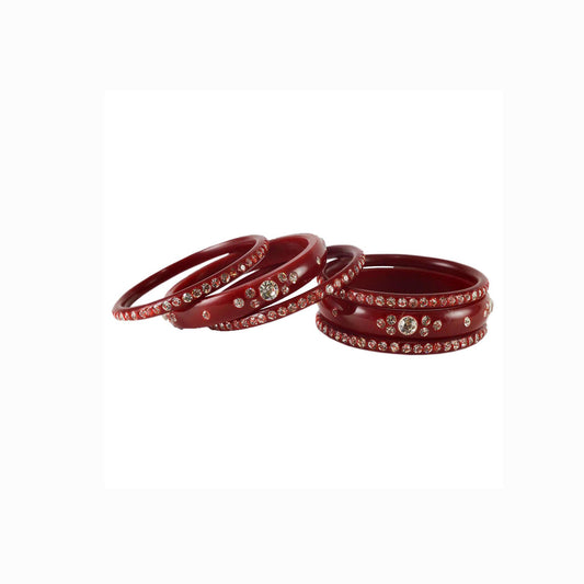 Red Stone Acrylic Bangle With Very Extra Large Size (Pack Of 6) (sku-ban1596)