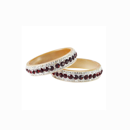 Cream Stone Acrylic Bangle With Extra Large Size (Pack Of 2) (sku-ban1597)