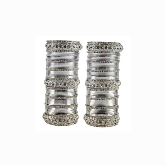 white Stone Brass Bangle With Extra Large Size (Pack Of 98) (sku-ban1621)