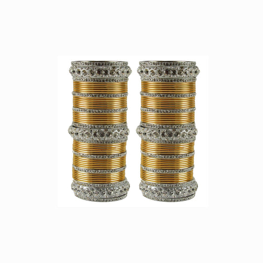 Golden Stone Brass Bangle With Extra Large Size (Pack Of 98) (sku-ban1623)