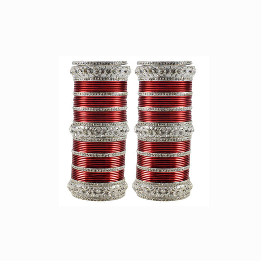 Maroon Stone Brass Bangle With Extra Large Size (Pack Of 98) (sku-ban1624)