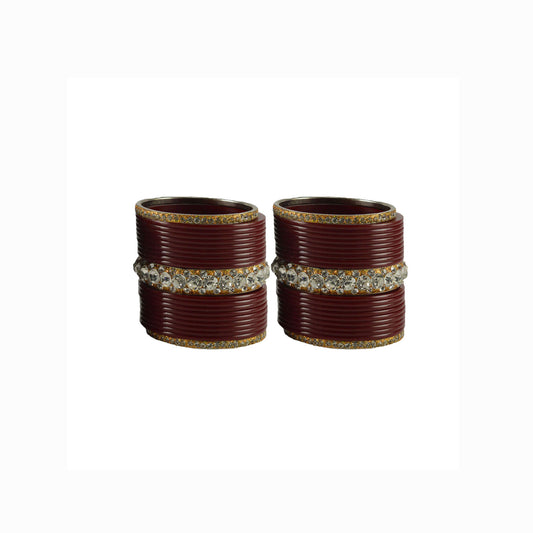 Maroon Stone Acrylic-Brass Bangle With Extra Large Size (Pack Of 42) (sku-ban1640)
