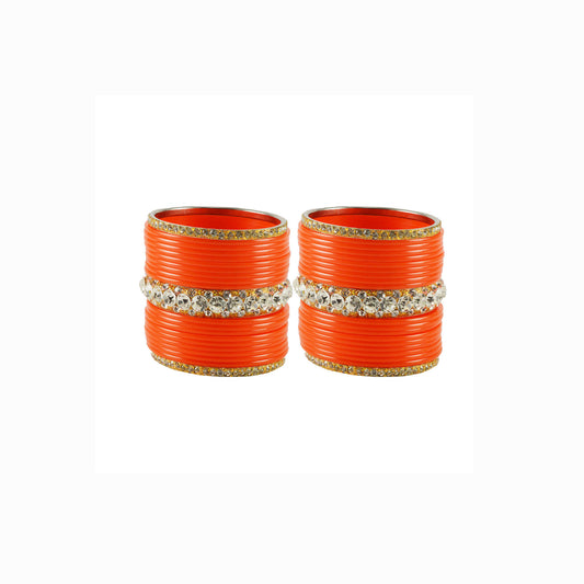 Orange Stone Acrylic-Brass Bangle With Extra Large Size (Pack Of 42) (sku-ban1642)