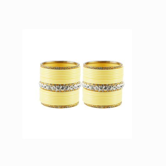 Cream Stone Acrylic-Brass Bangle With Extra Large Size (Pack Of 42) (sku-ban1643)