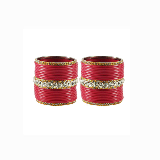 Gajari Stone Acrylic-Brass Bangle With Extra Large Size (Pack Of 42) (sku-ban1644)