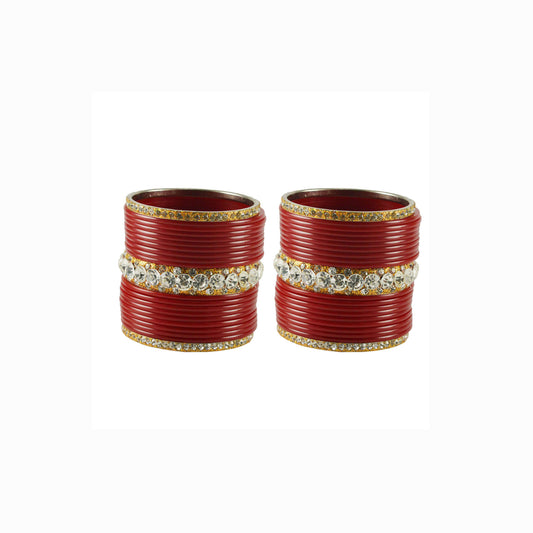 Red Stone Acrylic-Brass Bangle With Extra Large Size (Pack Of 42) (sku-ban1646)