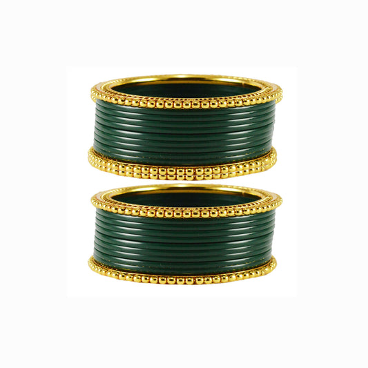 Green Plain Acrylic-Brass Bangle With Extra Large Size (Pack Of 22) (sku-ban1647)