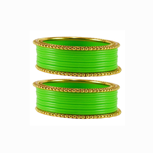 Light Green Plain Acrylic-Brass Bangle With Extra Large Size (Pack Of 22) (sku-ban1651)