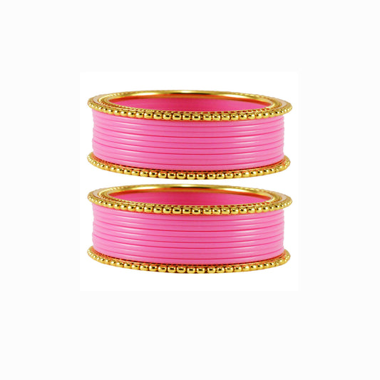 Pink Plain Acrylic-Brass Bangle With Extra Large Size (Pack Of 22) (sku-ban1652)