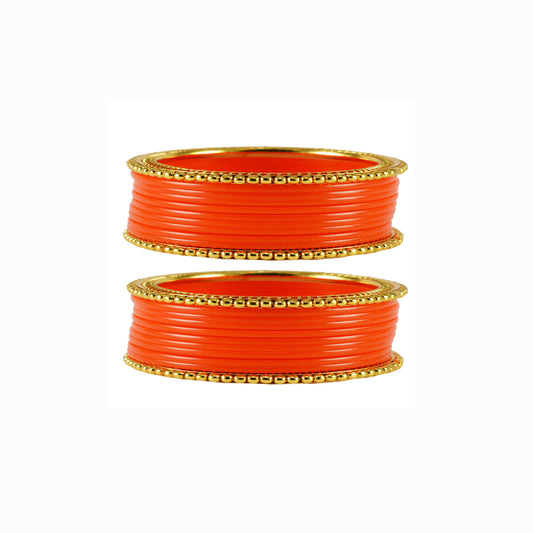 Orange Plain Acrylic-Brass Bangle With Extra Large Size (Pack Of 22) (sku-ban1654)