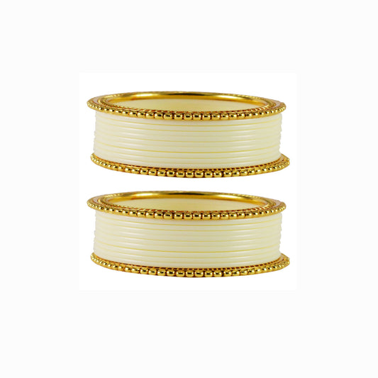 white Plain Acrylic-Brass Bangle With Extra Large Size (Pack Of 22) (sku-ban1656)