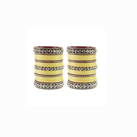 Cream Stone Acrylic Bangle With Extra Large Size (Pack Of 54) (sku-ban1674)
