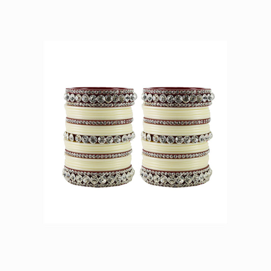 white Stone Acrylic Bangle With Extra Large Size (Pack Of 54) (sku-ban1679)