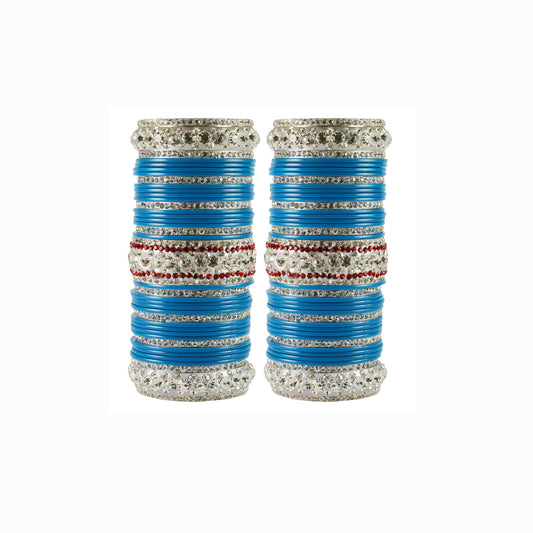 Firozi Stone Acrylic-Brass Bangle Pack Of-78 (sku-ban1708)