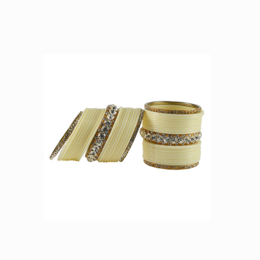 white Stone Acrylic-Brass Bangle With Extra Large Size (Pack Of 42) (sku-ban1720)