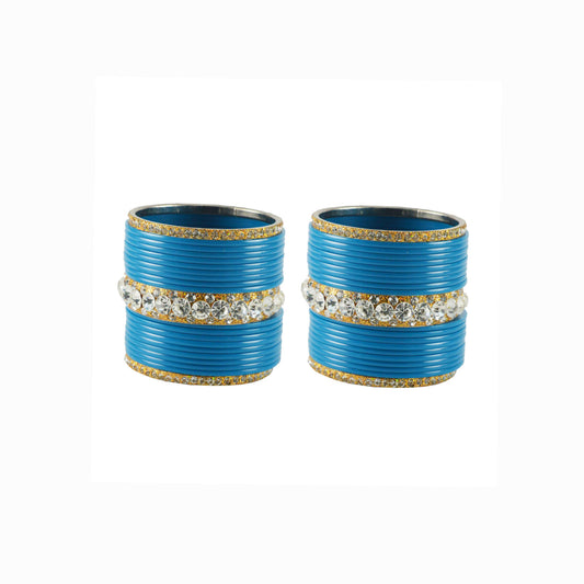 Firozi Stone Acrylic-Brass Bangle With Extra Large Size (Pack Of 42) (sku-ban1722)