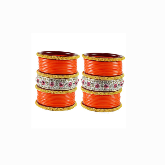Orange Stone Acrylic Bangle With Extra Large Size (Pack Of 46) (sku-ban1848)