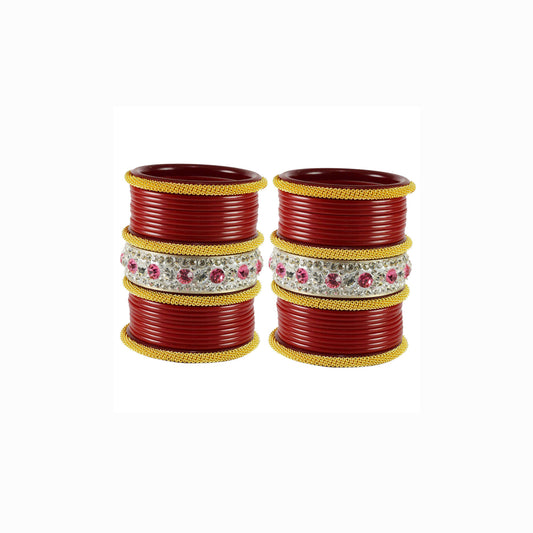 Red Stone Acrylic Bangle With Extra Large Size (Pack Of 46) (sku-ban1855)