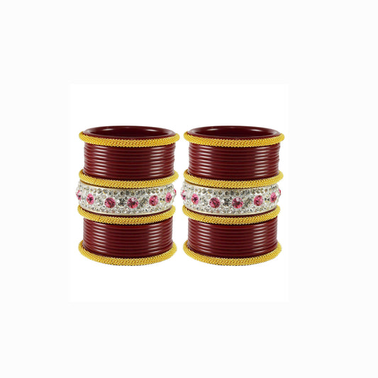 Maroon Stone Acrylic Bangle With Extra Large Size (Pack Of 46) (sku-ban1856)
