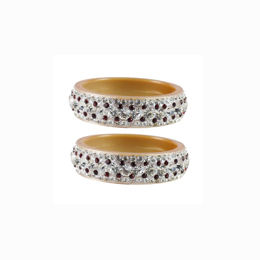 Cream Stone Acrylic Bangle With Extra Large Size (Pack Of 2) (sku-ban1857)