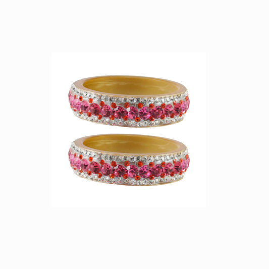 Cream Stone Acrylic Bangle With Extra Large Size (Pack Of 2) (sku-ban1858)