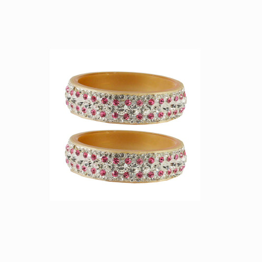 Cream Stone Acrylic Bangle With Extra Large Size (Pack Of 2) (sku-ban1859)