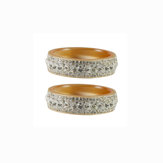 Cream Stone Acrylic Bangle With Extra Large Size (Pack Of 2) (sku-ban1860)